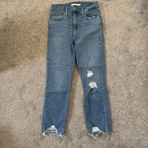 Levi's Distressed Straight Leg Blue Jeans